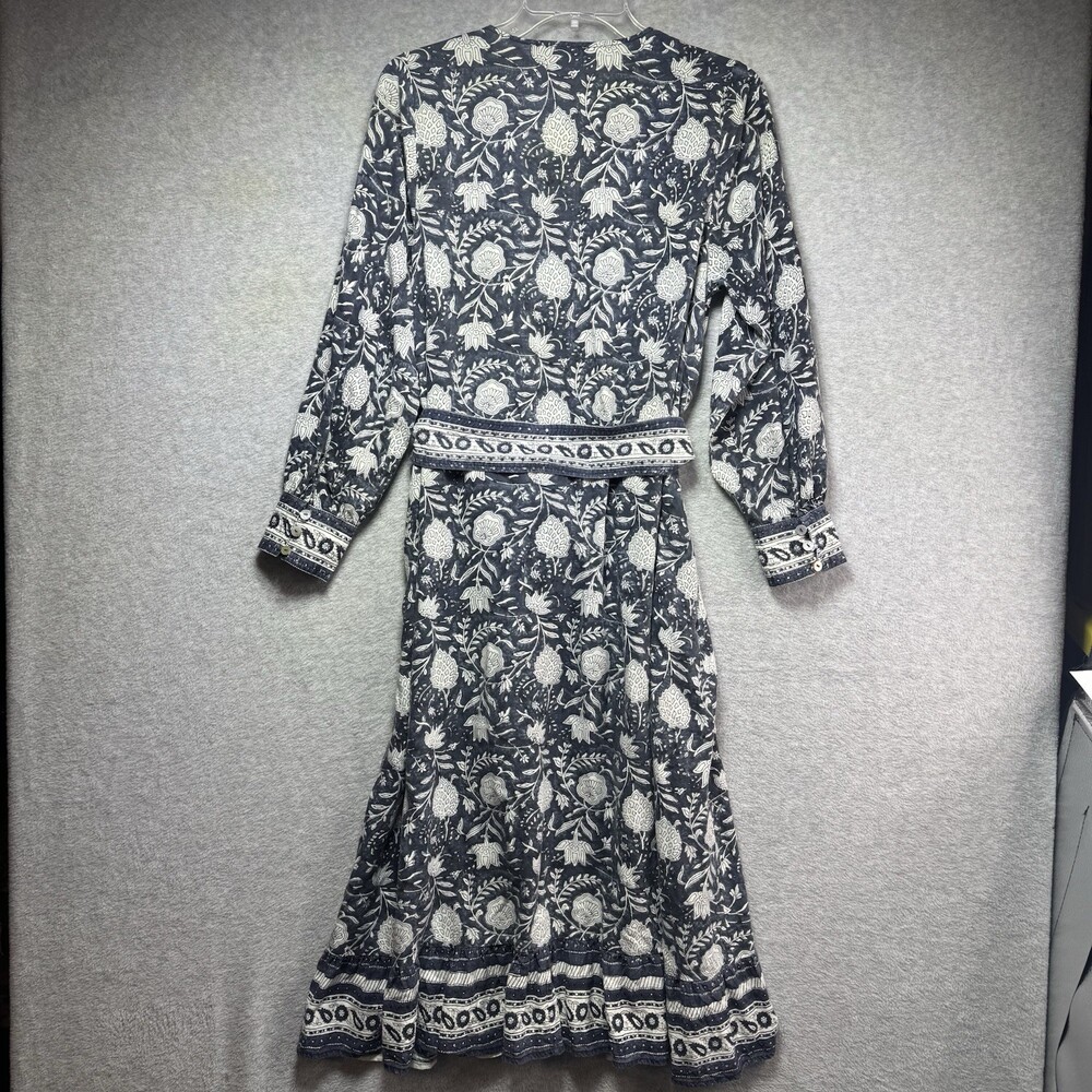 Cleobella Dress XS Midi Wrap Belted Floral Open Front Boho Cottagecore Viscose - Picture 2 of 11